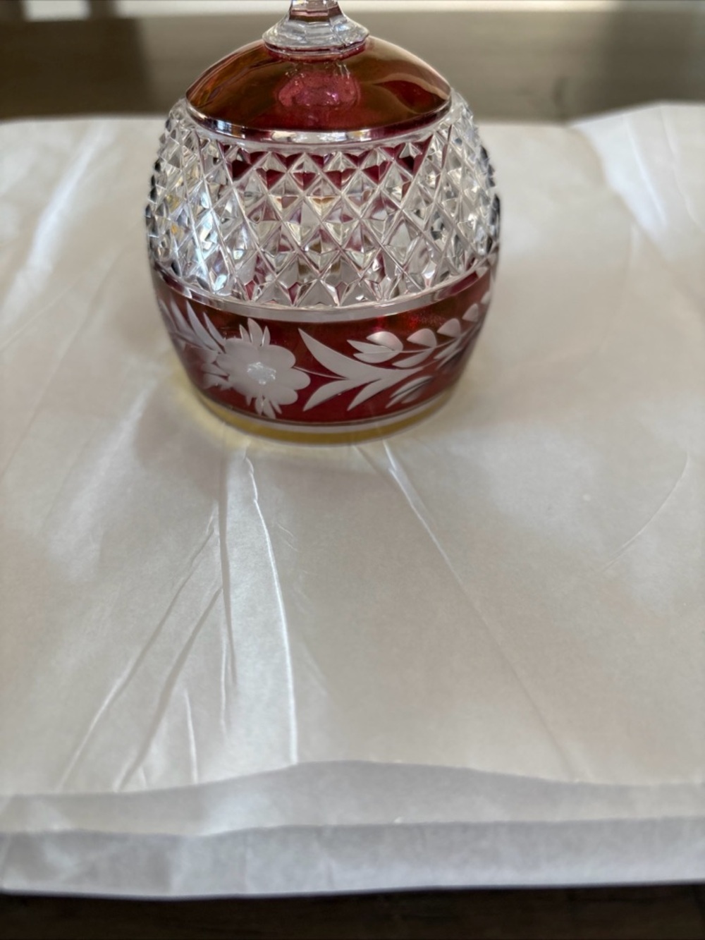 Vintage Golden Crown HandCut Cranberry Lead Crystal E&R Bell Purple/Pink Germany - Picture 6 of 13